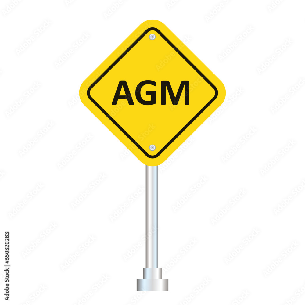Yellow transportation AGM road sign isolated on white background Yellow transportation AGM road sign isolated on white background