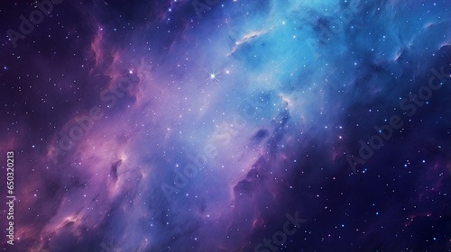 Extreme close-up of abstract blurred space nebula, cosmic blue and starry violet hues, in the style of gradient blurred wallpapers, depth of field, serene visuals, minimalistic simplicity, close-up