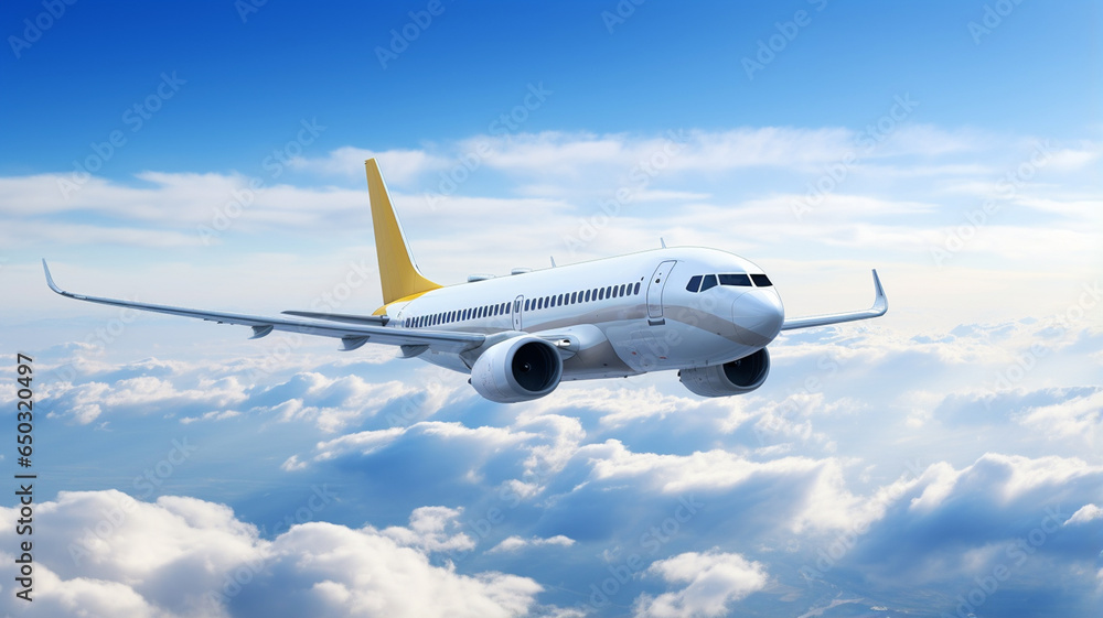 Fototapeta premium airplane flying over clouds