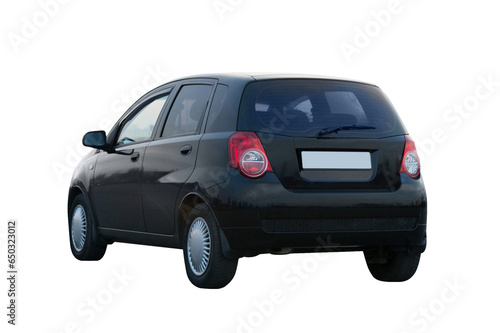 Rear view hatchback car isolated on white background