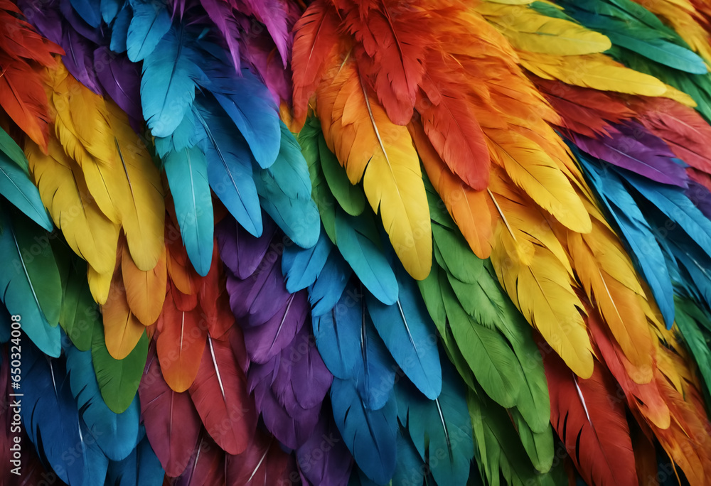Obraz premium Multi colored feathers. Generative AI