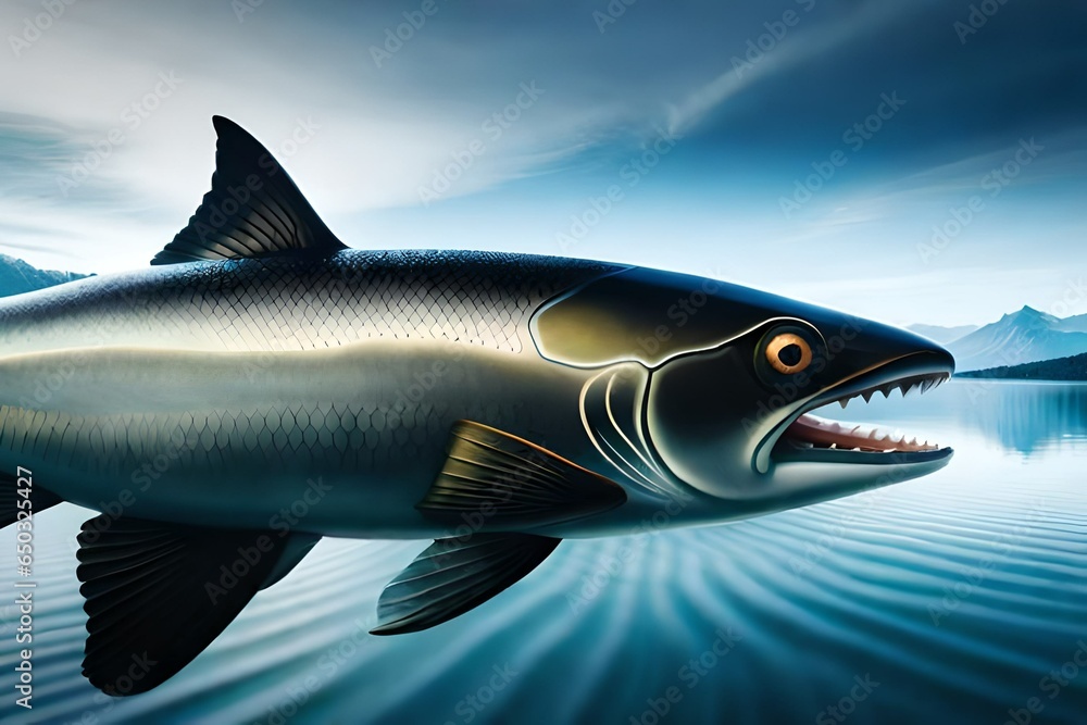 Fototapeta premium a closeup view of Salmon fish, in clean and clear water