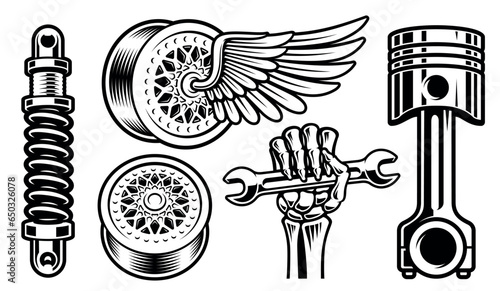 Set of vector auto parts illustrations