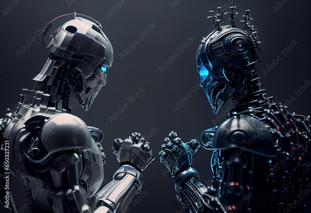 portrait of an android against dark background portrait of an android against dark background