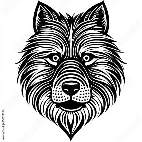 Lonely Wolf, Howling in the Night: A Black and White Vector Illustration
