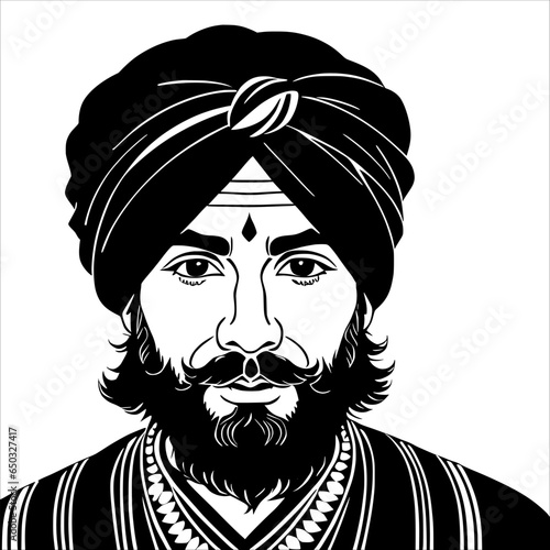 A Man with a Turban and a Long Beard: Symbolizing Wisdom, Respect, and Strength. 
