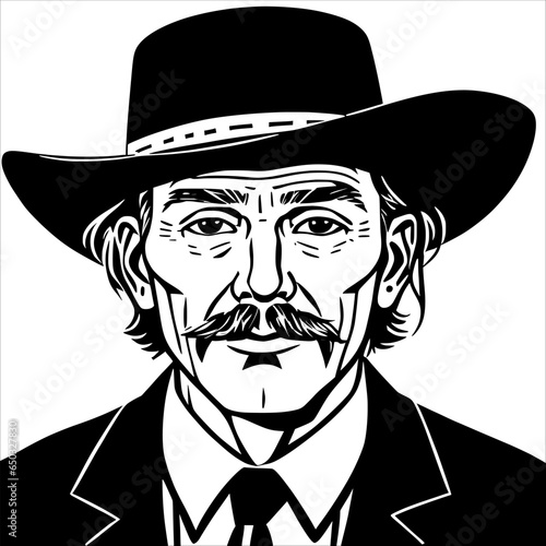 A Gentleman in a Hat and Tie with an Elegant Mustache - Ready to Impress! 
