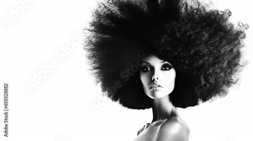 Beauty portrait of african american woman with afro hairstyl.