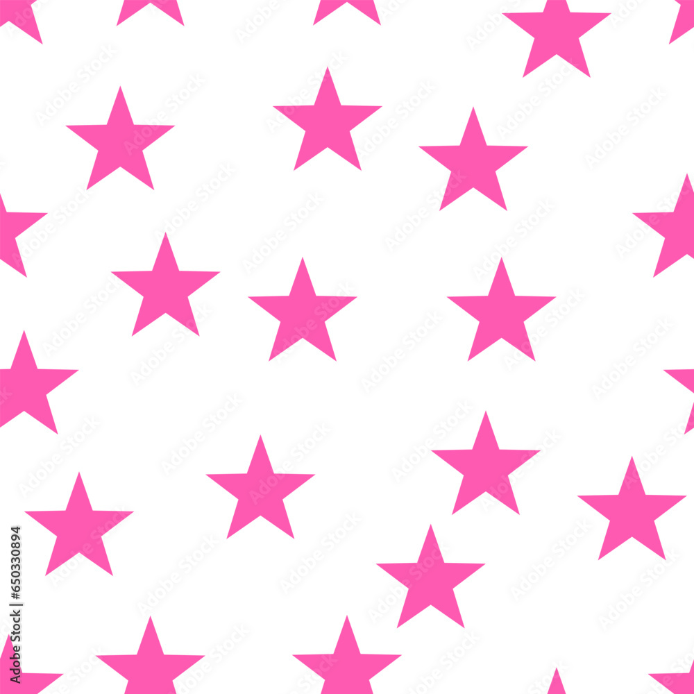 Seamless pattern with pink stars on white background. For wrapping paper, fabrics, kids clothes, festive packaging Seamless pattern with pink stars on white background. For wrapping paper, fabrics, kids clothes, festive packaging