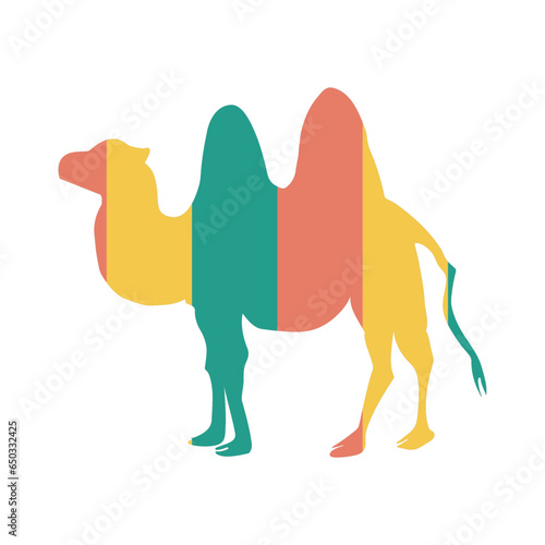 Cute multicolored striped camel. One from the collection for kids. Vector illustration