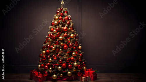 Background Christmas tree decorated with balls