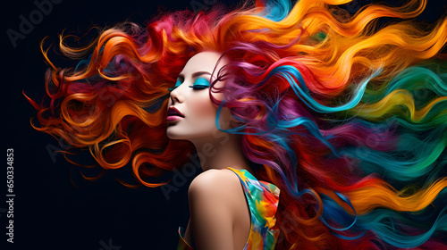 A girl s brightly colored hair