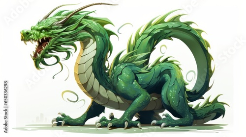 Green wooden dragon symbol of the year 2024. Year of the dragon 2024  art