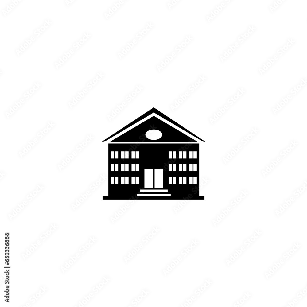 School building icon for web design isolated on white background