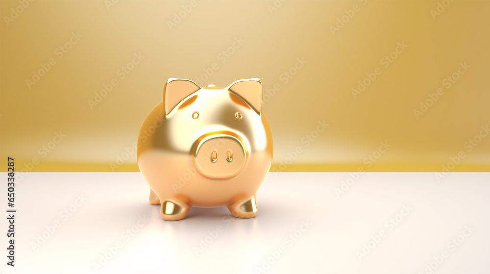 3D Render of a Gleaming Golden Piggy Bank Against a Soft Pastel Background - A Realistic Digital Art Masterpiece. 3D Render of a Gleaming Golden Piggy Bank Against a Soft Pastel Background - A Realistic Digital Art Masterpiece.
