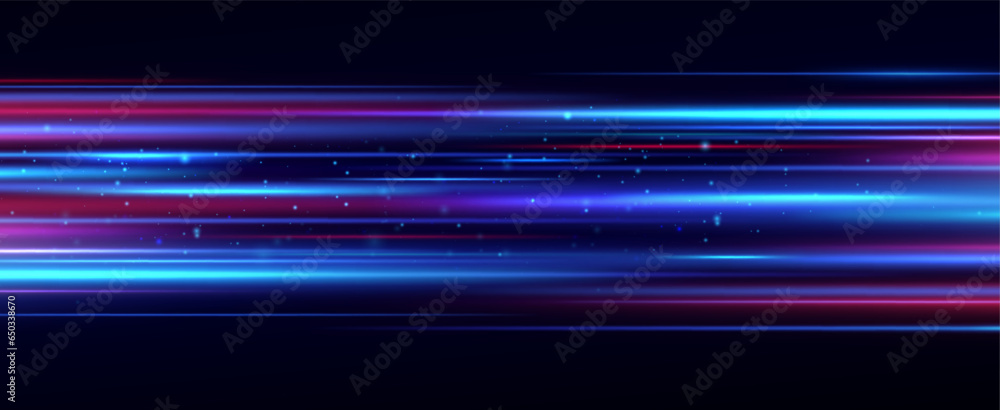 Red and blue speed lines. Speed of acceleration and movement. Light trails, motion blur effect. Night lights in blue and red. Red and blue speed lines. Speed of acceleration and movement. Light trails, motion blur effect. Night lights in blue and red.