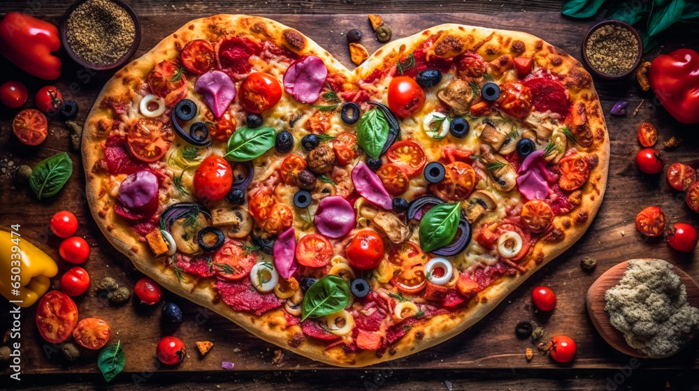 A pizza with a heart. AI Generated A pizza with a heart. AI Generated