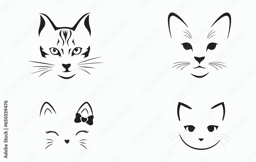 set of cats face line art, cat, animal, kitten, pet, vector, cute, cartoon, illustration, kitty, feline, domestic, black, art, funny, pets, drawing, head, icon, mammal, cats, symbol, silhouette, love set of cats face line art, cat, animal, kitten, pet, vector, cute, cartoon, illustration, kitty, feline, domestic, black, art, funny, pets, drawing, head, icon, mammal, cats, symbol, silhouette, love