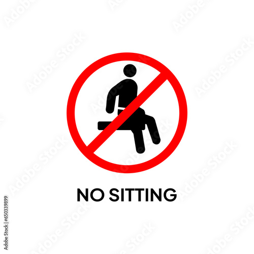 Caution Label for Industrial or Retail Shops. Warning: No sitting. Designed for use in shops, supermarkets, or public service areas.