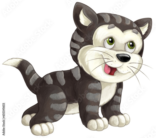 cartoon happyt farm or city domestic cat having fun isolated illustration for children photo