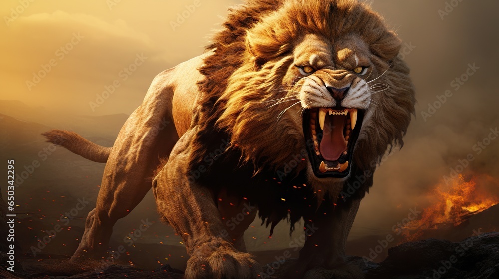 a lion with its mouth open and it's mouth wide open. generative ai ...