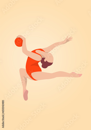 a girl rhythmic gymnastics with ball
