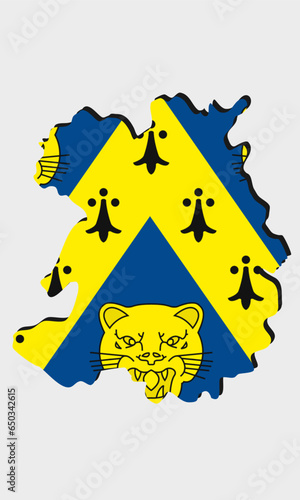 Shropshire UK County Map with Flag and Shadow