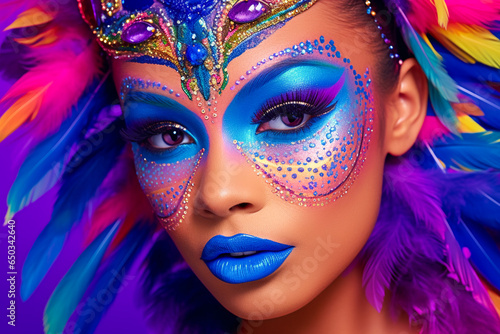 Fuchsia Fantasy. Bold and Bright Makeup. Electric Elegance. A Colorful Portrait. AI Generated