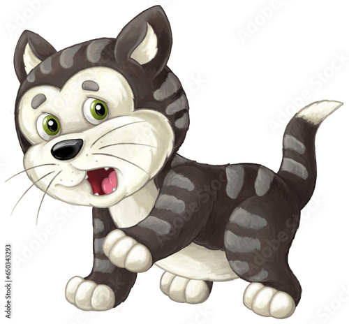 cartoon happyt farm or city domestic cat having fun isolated illustration for children photo