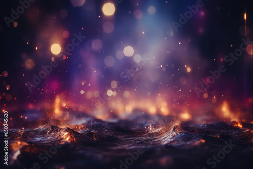 Gold and purple and red abstract bokeh lights defocused. High quality photo