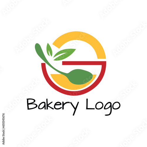 bakery cake baking logo design vector