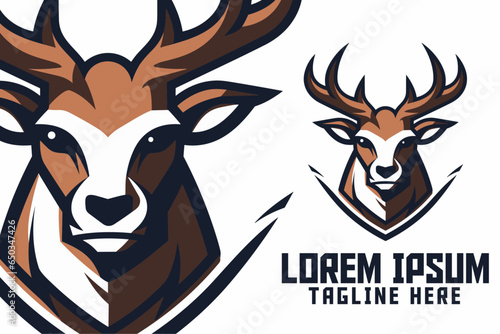 Sport and Esport Icon Badge Emblem, Deer Mascot Head Logo, Wild Animal Template