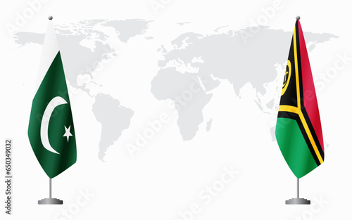 Pakistan and Vanuatu flags for official meeting