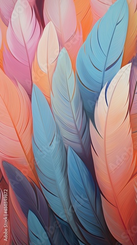 feather background with colorful pastel color, offering intricate details and a colorful palette.