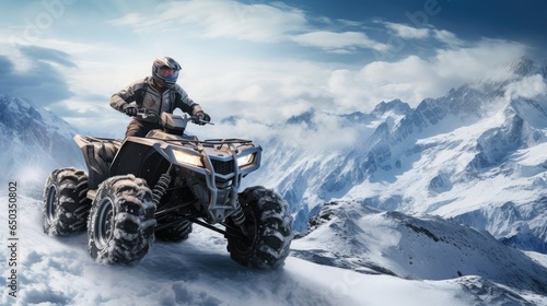 Winter Wonderland Adventure, ATV rider's exciting journey through snow-covered trails, the ultimate winter entertainment.