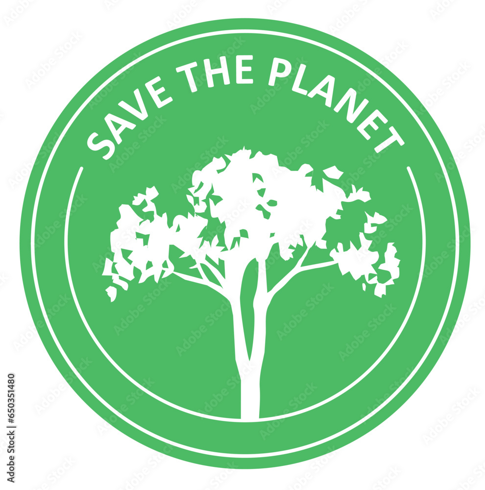 Save the planet. Green sign, emblem, market, banner, sticker