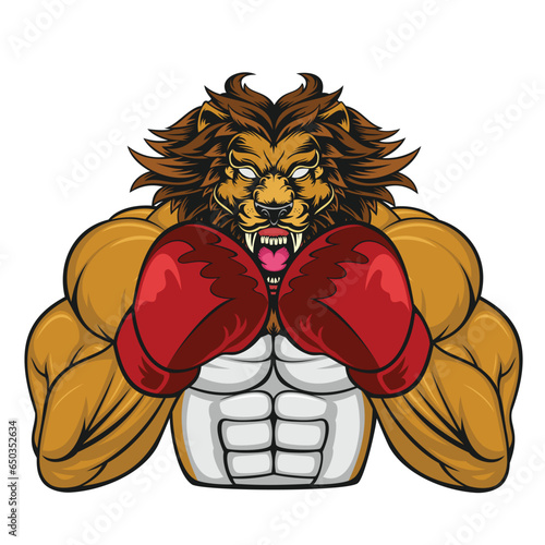 lion boxing mascot vector art illustration design