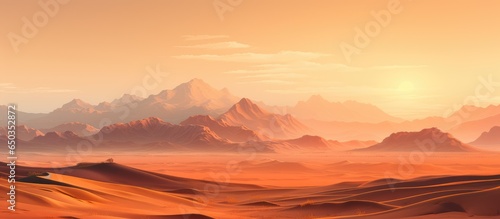 Sunrise in the Desert and Sand Dunes