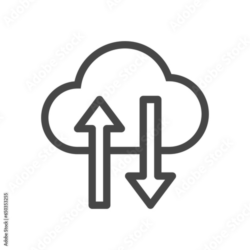 Cloud download and upload icon isolated on white background.