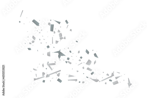 Silver glitter confetti on a white background. Decorative element.