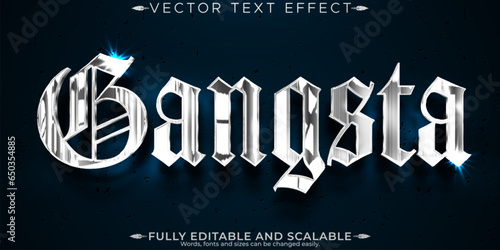 Gangsta chrome text effect, editable metallic and shiny text style