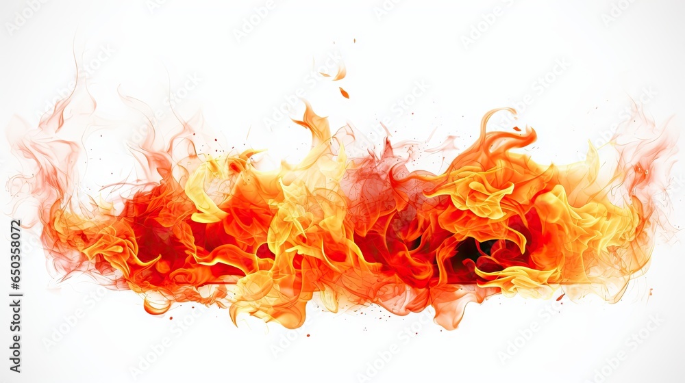 a bunch of orange and yellow fire on a white background. generative ai a bunch of orange and yellow fire on a white background. generative ai
