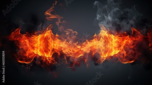 a fire and smoke design on a black background with a black background. generative ai