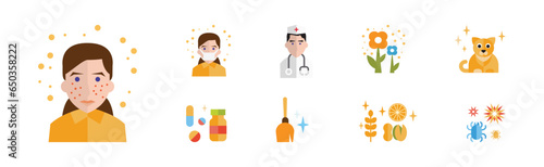 Allergies and Allergic Diseases Icon Vector Set