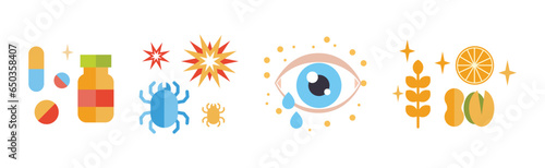 Allergies and Allergic Diseases Icon Vector Set