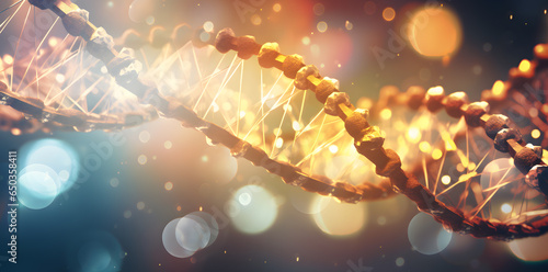 DNA on yellow abstract background