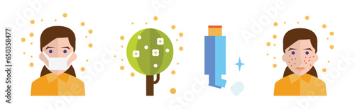 Allergies and Allergic Diseases Icon Vector Set