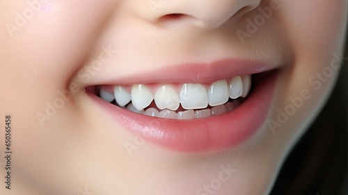 child teeth close up isolated in white background.