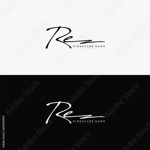 premium RE letter signature logo in handwriting art style monogram vector illustration template