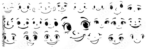 Faces for cartoon characters, eyes, nose, mouth....